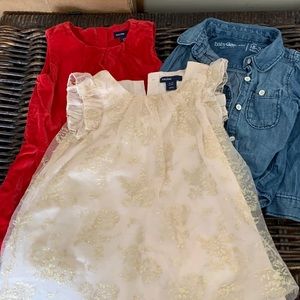 Baby Gap 2 dresses + shirt, 18-24 months